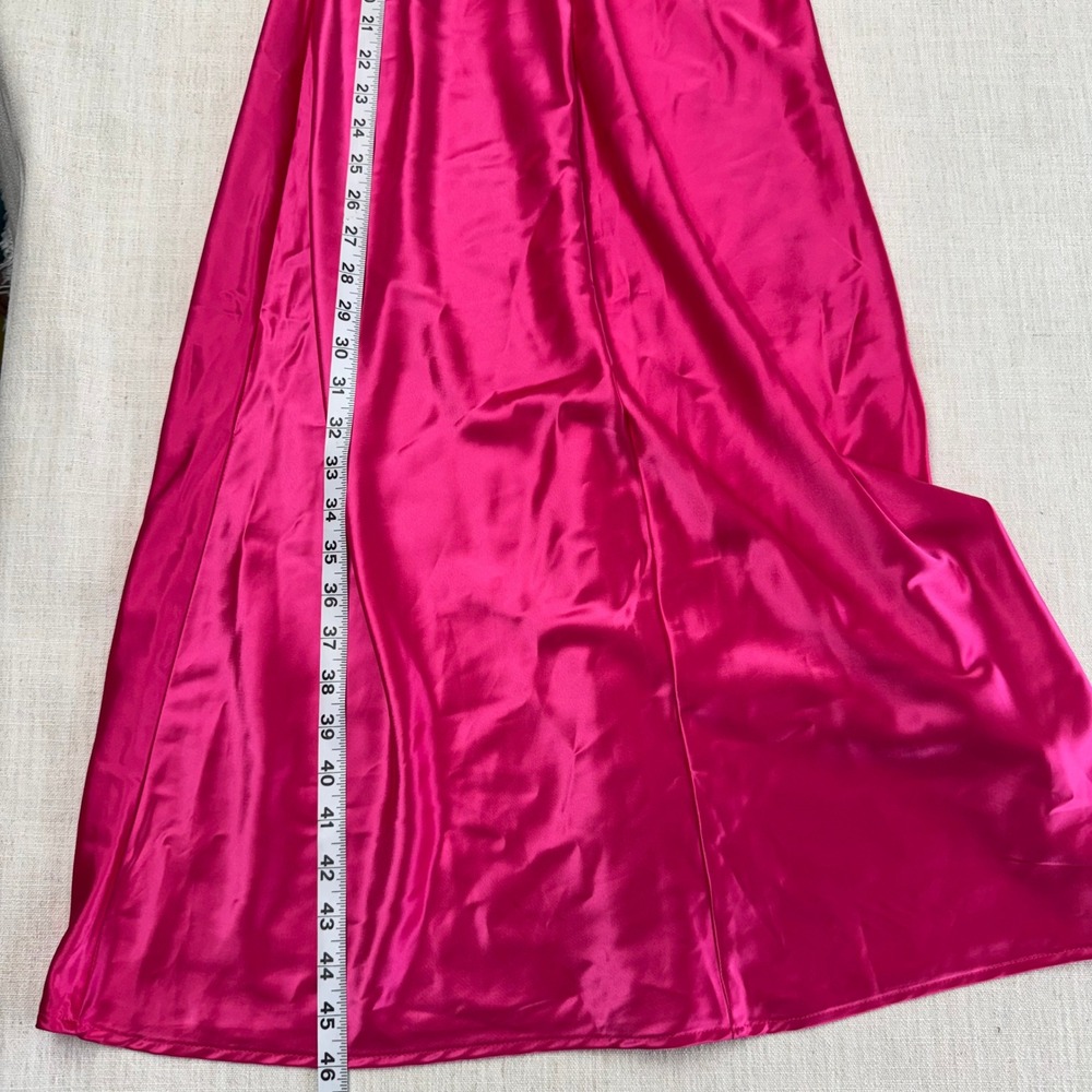 A New Day Hot Pink Satin Ruched Midi Slip Dress‎ Small Y2K Barbiecore Party - Picture 8 of 11